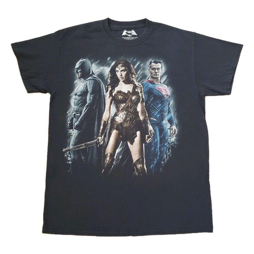 Batman Vs Superman Dawn Of Justice Sz Medium Mens Faded Black T-Shirt Wonder
